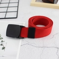 Ceinture en toile tissée rouge unisexe avec boucle noire sans métal pour les allergiques - Rouge