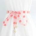 Rosa Organza-Taillenband mit Gänseblümchen-Print und Metallanhängern für Kleider - Rosa