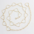 Ceinture élégante en chaîne de métal doré pour femmes avec maillons en forme de cœur - Doré
