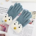 Winter-Touchscreen-Handschuhe in Blau und Weiß mit süßem Pinguin-Design für Damen - Einheitsgröße / Koreanisches Weißblau