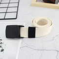 Ceinture en toile crème avec boucle automatique noire en plastique pour unisexe - Poche zippée