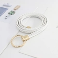 Eleganter weißer Flechtgürtel für Damen mit goldener Metallschnalle und minimalistischem Design - Weiß