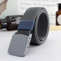 Ceinture tressée en nylon gris avec boucle automatique en plastique pour style décontracté - Gris