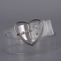 Cintura trasparente in PVC da donna con fibbia a cuore in argento e fori regolabili - Stile Cuore Grande (WP246-2)