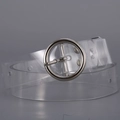 Cintura trasparente in PVC con fibbia ad ardiglione circolare argento per abiti - Stile Fibbia Rotonda Piccola (WP246-3)