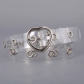 Cintura trasparente in PVC per donna con fibbia a cuore argentata e occhielli - Stile Cuore Piccolo con Occhielli Completi (WP246-5)