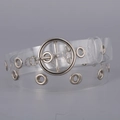 Cintura trasparente in PVC con fibbia rotonda in metallo argento e occhielli metallici - Stile Rotondo Piccolo con Occhielli Completi (WP246-7)