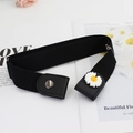 Cintura elastica nera invisibile con dettaglio fiore di margherita e fibbia argento da donna - Nero (Margherita)