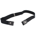 Adjustable black elastic buckle-free belt for jeans with leather ends and silver snaps - Black (Adjustable Slider)