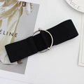 Schwarzer breiter elastischer Taillengürtel mit silberner Ringschnalle für Kleider - 75cm / Schwarz