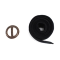 Elegant black fabric coat belt with round resin buckle and stylish wood-grain texture - Black