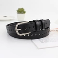 Cintura nera in pelle PU da donna con design a stella traforata e fibbia opaca - Nero
