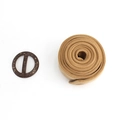 Khaki wool coat belt accessory with a round tortoiseshell resin buckle for women - Light Camel