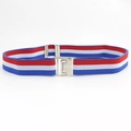 Cintura elastica unisex a righe rosso bianco blu con fibbia in metallo argento - Strisce Rosso Bianco Blu