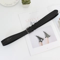 Cintura vintage da donna in ecopelle nera con occhielli e fibbia ad ardiglione - Nero