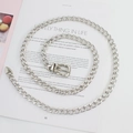 Silberner Metallkettengürtel mit flachen Gliedern und Dornschließe für Damen und Herren - Silber