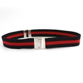 Cintura elastica unisex a righe rosse e nere con fibbia in metallo argentato - Righe Rosse e Nere