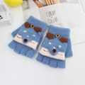 Blauwe gebreide wanten met schattig rendierontwerp voor warme kinderhanden in de winter - Eén maat / Blauw