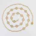 Cintura a catena in metallo dorato con strass lucenti e ciondolo a forma di rosa - Oro