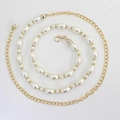 Elegante catena in oro da vita con perle finte bianche e distanziatori in strass per abiti - Bianco