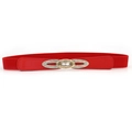 Cintura elastica rossa da donna con fibbia ovale dorata e strass luminosi - Rosso