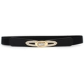 Cintura elastica nera da donna con fibbia dorata decorata con strass - Nero