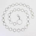 Elegante cintura a catena esagonale argento con chiusura a moschettone per abiti donna - Argento