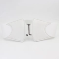 Large ceinture élastique blanche pour femmes avec panneaux en similicuir et boucle métal - 75cm / Blanc