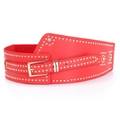 Elastic red waist belt with gold rivets and rhinestones in retro punk style - Red