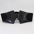 Ceinture large élastique noire pour femme avec panneaux en similicuir et boucle - 75cm / Noir