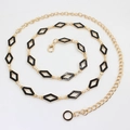 Elegant gold and black chain belt with diamond-shaped links and adjustable lobster clasp - Rhombus Decoration Style (WP337-2)