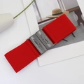 Red elastic wide waist belt for women with embossed dark grey vintage metal buckle - Red Gunmetal Buckle / 65