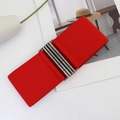 Cintura elastica rossa larga da donna con fibbia metallica dal design vintage - Piccolo / Rosso Fibbia Canna di Fucile