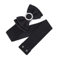 Damen-Gürtel breit und elastisch in Schwarz mit großer Schleife und Strass-Schnalle - Schwarz