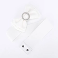 Eleganter weißer elastischer Taillengürtel mit Strass-Schleifenschnalle und Druckknöpfen - Weiß
