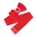 Roter elastischer Taillengürtel für Damen mit Schleife und glitzerndem Strassverschluss - Rot