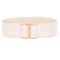 Damen Taillengürtel in Cremeweiß mit elastischem Band und goldener Metallschnalle - Beige