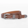 Vintage brauner Ledergürtel für Damen mit gravierter Silberschnalle und Boho-Details - Kaffeebraun