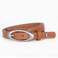 Brauner Punk-Ledergürtel mit ovaler Vintage-Schnalle und silbernen Halbmond-Verzierungen - Camel