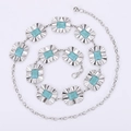 Catena da vita vintage in metallo argento con turchese per abiti eleganti donna - Argento