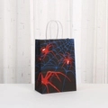 Halloween kraft paper gift bag with red spider and blue web print for party candy - Black Spider Print (451-6) / 21*15*8