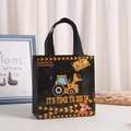 Construction vehicle themed non-woven gift bag with vibrant yellow excavator pattern - Black Excavator Style (9010-5)