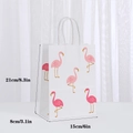 Small pink flamingo print white kraft paper gift bag with rope handles and size dimensions - 450-1 (450-1) / 21x15x8