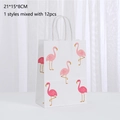 Sac cadeau en papier blanc avec motifs flamants roses et anses cordes 21x15x8cm - Motifs Mixtes (Petites Tailles Mixtes) / 21x15x8