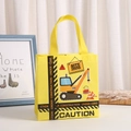 Yellow non-woven gift bag with construction site theme print and caution pattern - Yellow Caution Sign Style (9010-4)