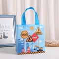 Blue non-woven gift bag with excavator print and construction theme graphics - Blue Construction Site Style (9010-2)