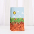 Bolsa de regalo de papel estilo pixel art con motivos de hierba y corazones - Estilo de Paisaje (844-4) / 24x13x8