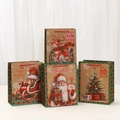 Sacchetti regalo di Natale in carta Kraft con renne e Babbo Natale e manici rossi - Medio (23x18x10cm) / Motivi Natalizi Misti