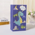 Sac cadeau dinosaure bleu en papier kraft pour anniversaire avec des motifs mignons - Style Dinosaure Bleu Foncé (1)