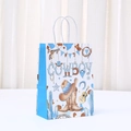 Blue cowboy theme party gift bag with western illustrations and white rope handles - Bright Blue Side Hand-drawn Cowboy Style (544-5) / 21*15*8cm